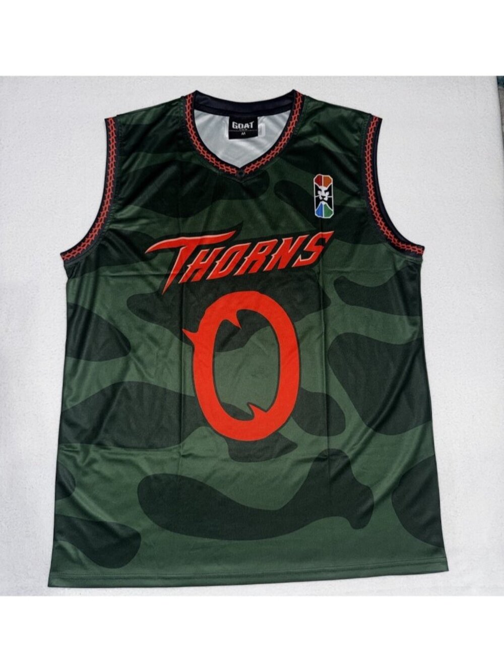 GOAT The Movie Thorns Harris #0 Camo Basketball Jersey Tank Green Medium V-Neck